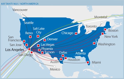 Air Tahiti Nui Map - USA